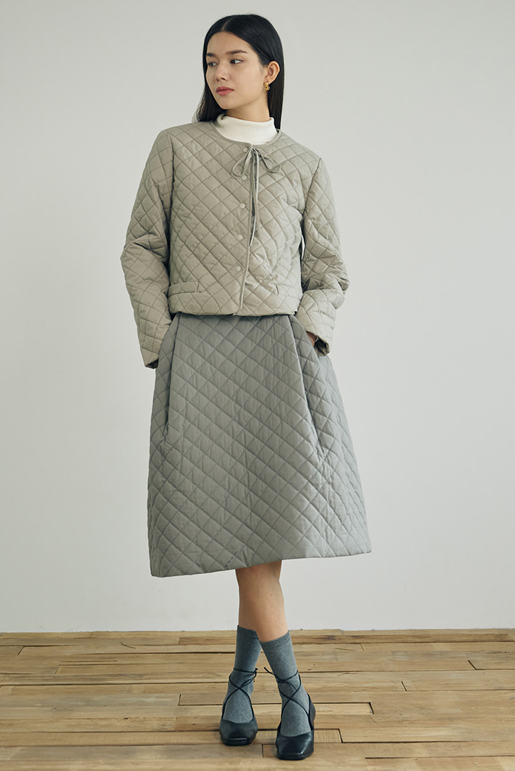 Quilted Volume Skirt - Grey